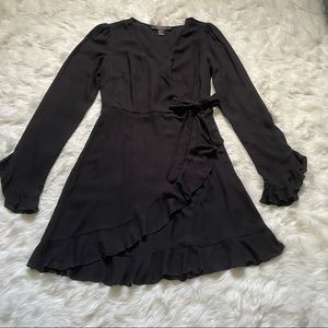 Forever 21 Wrap Black Ruffle Dress. Long sleeve. Medium